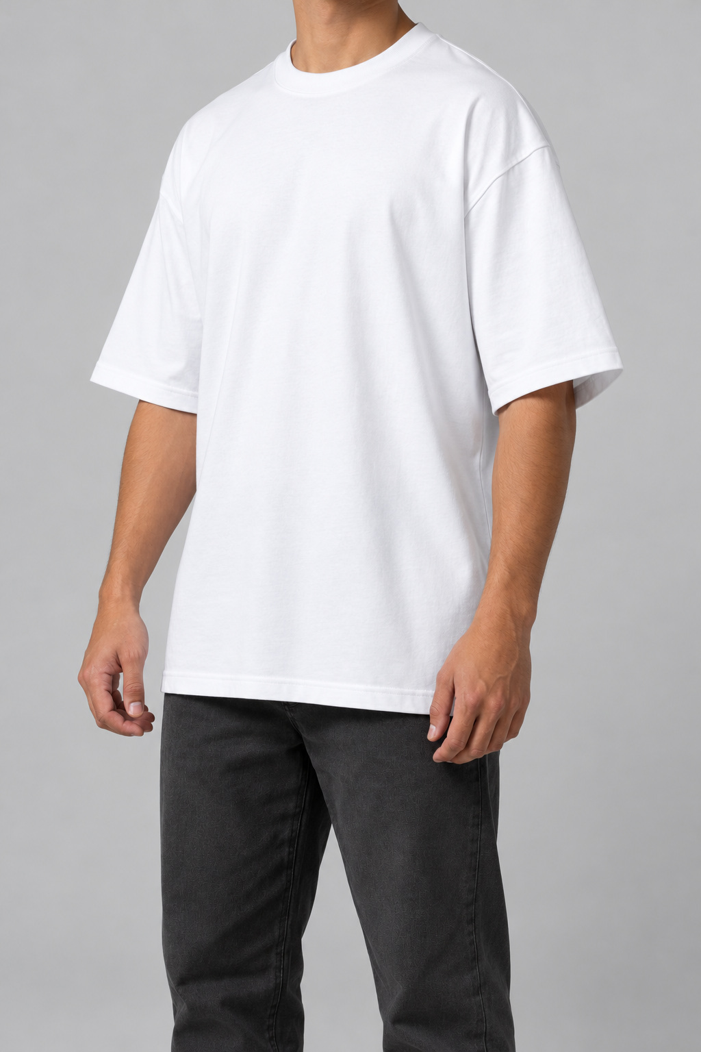 Plain Oversized French Terry Tee (240 GSM) view 5